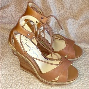 Jessica Simpson sexy lace up platform wedges